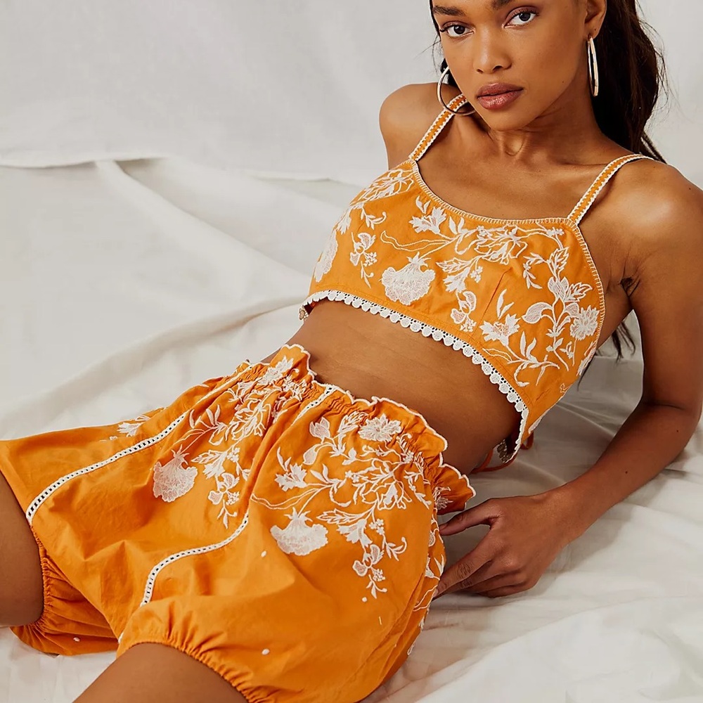 Free people wild hearts embroidered shorts (bloomers)